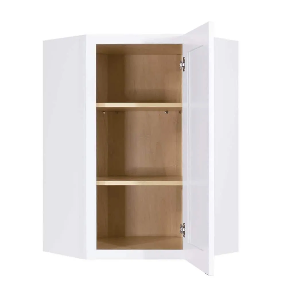 LIFEART CABINETRY Lancaster White Plywood Shaker Stock Assembled Wall Diagonal Corner Kitchen Cabinet 24 in. W x 36 in. H x 12 in. D, photo 2 of 8