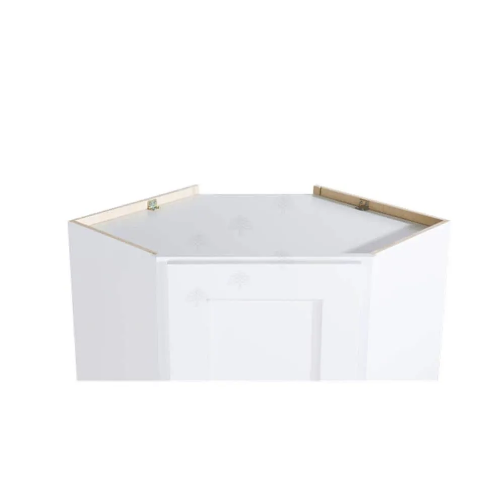 LIFEART CABINETRY Lancaster White Plywood Shaker Stock Assembled Wall Diagonal Corner Kitchen Cabinet 24 in. W x 42 in. H x 15 in. D, photo 4 of 7