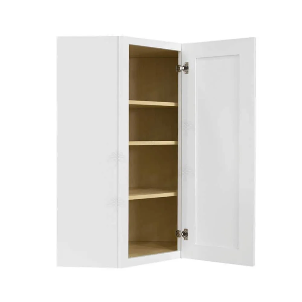 LIFEART CABINETRY Lancaster White Plywood Shaker Stock Assembled Wall Diagonal Corner Kitchen Cabinet 24 in. W x 42 in. H x 15 in. D, photo 3 of 7