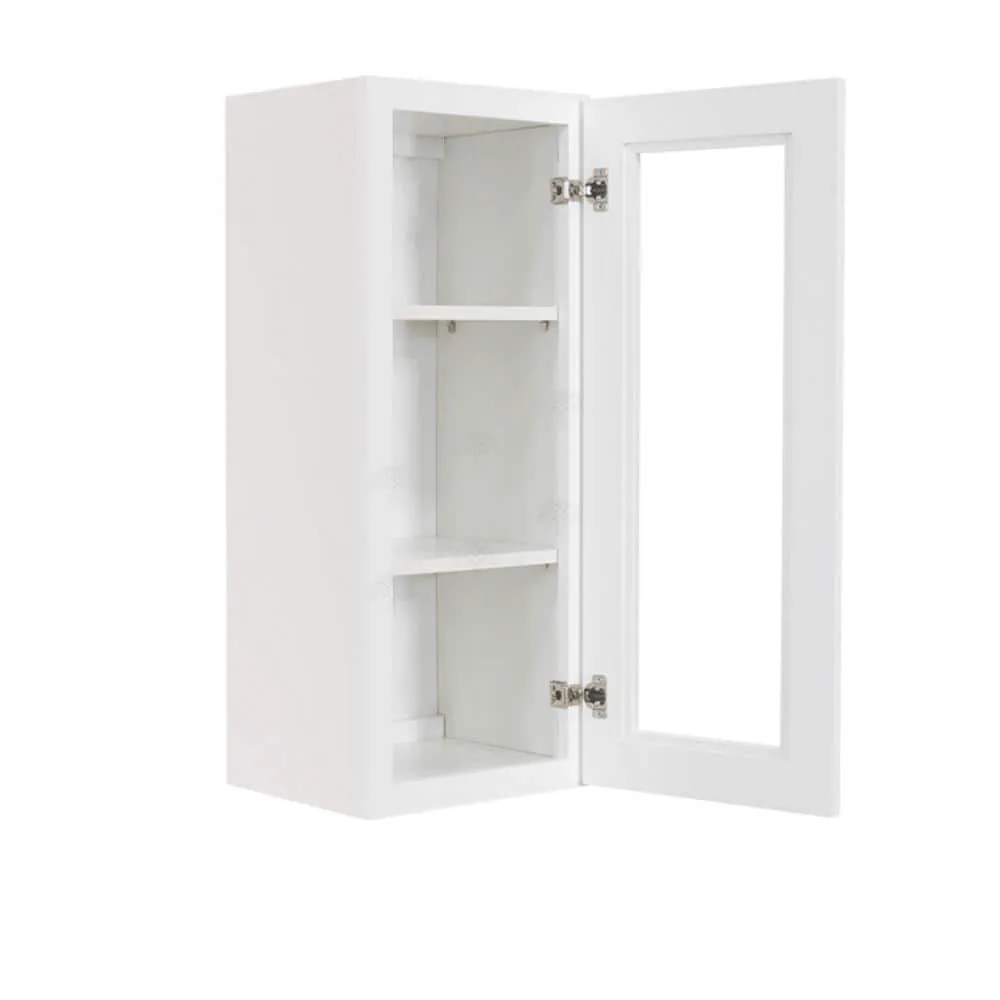 LIFEART CABINETRY Lancaster White Plywood Shaker Stock Assembled Wall Glass Door Kitchen Cabinet 12 in. W 30 in. H x 12 in. D, photo 4 of 8