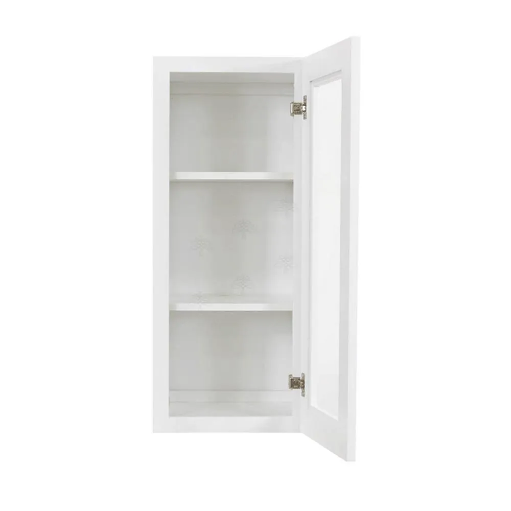 LIFEART CABINETRY Lancaster White Plywood Shaker Stock Assembled Wall Glass Door Kitchen Cabinet 12 in. W 30 in. H x 12 in. D, photo 3 of 8