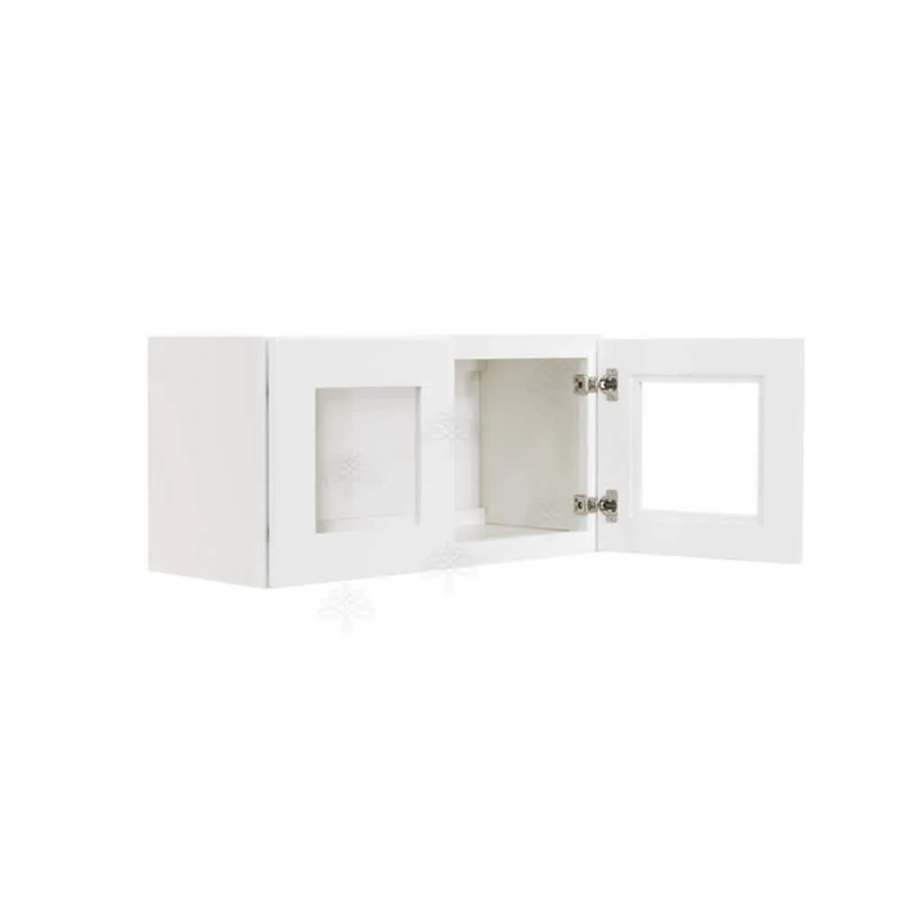 LIFEART CABINETRY Lancaster White Plywood Shaker Stock Assembled Wall Glass Door Kitchen Cabinet 30 in. W x 12 in. H x 12 in. D, photo 3 of 7