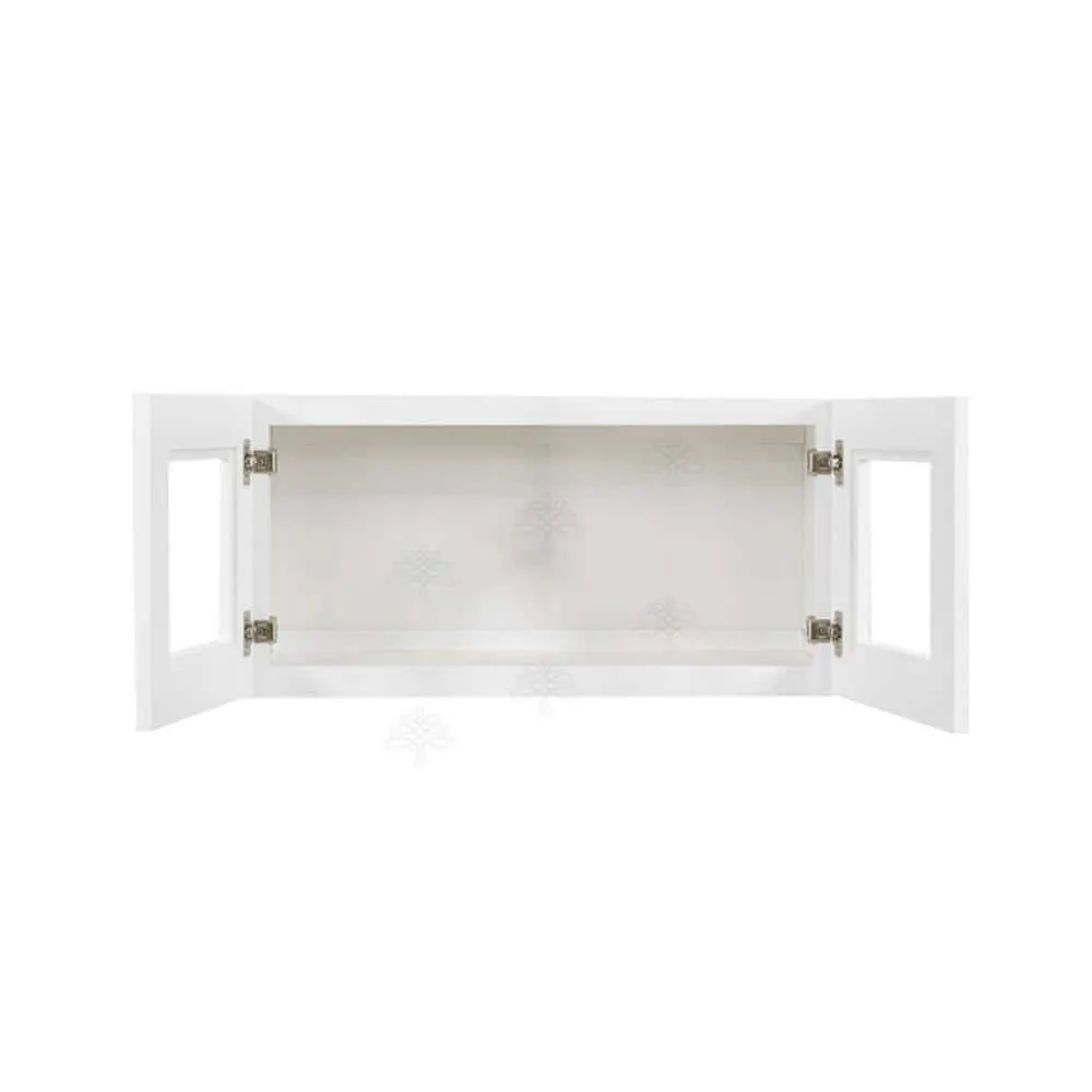 LIFEART CABINETRY Lancaster White Plywood Shaker Stock Assembled Wall Glass Door Kitchen Cabinet 30 in. W x 12 in. H x 12 in. D, photo 2 of 7