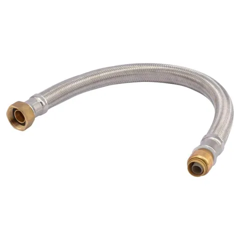 Braided Stainless Steel Push-to-Connect Water Heater Connector, 18 in.