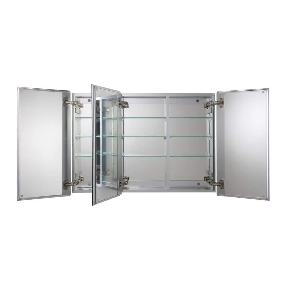 Croydex Brantley 36 in. W x 26 in. H Triple Door Silver Aluminum Recessed/Surface Mount Medicine Cabinet with Mirror, photo 7 of 10