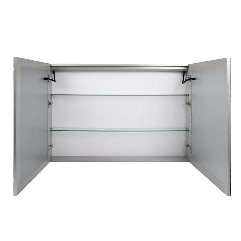 DEERVALLEY 48 in. W x 32 in. H Rectangular Silver Aluminum Surface LED Light Medicine Cabinet with Mirror, Anti-Fog, Double Doors, photo 15 of 15