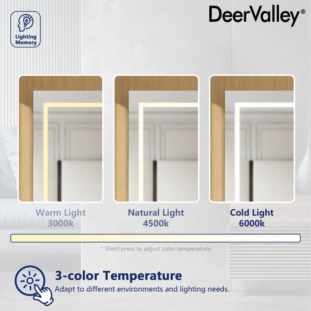DEERVALLEY 48 in. W x 32 in. H Rectangular Silver Aluminum Surface LED Light Medicine Cabinet with Mirror, Anti-Fog, Double Doors, photo 9 of 15