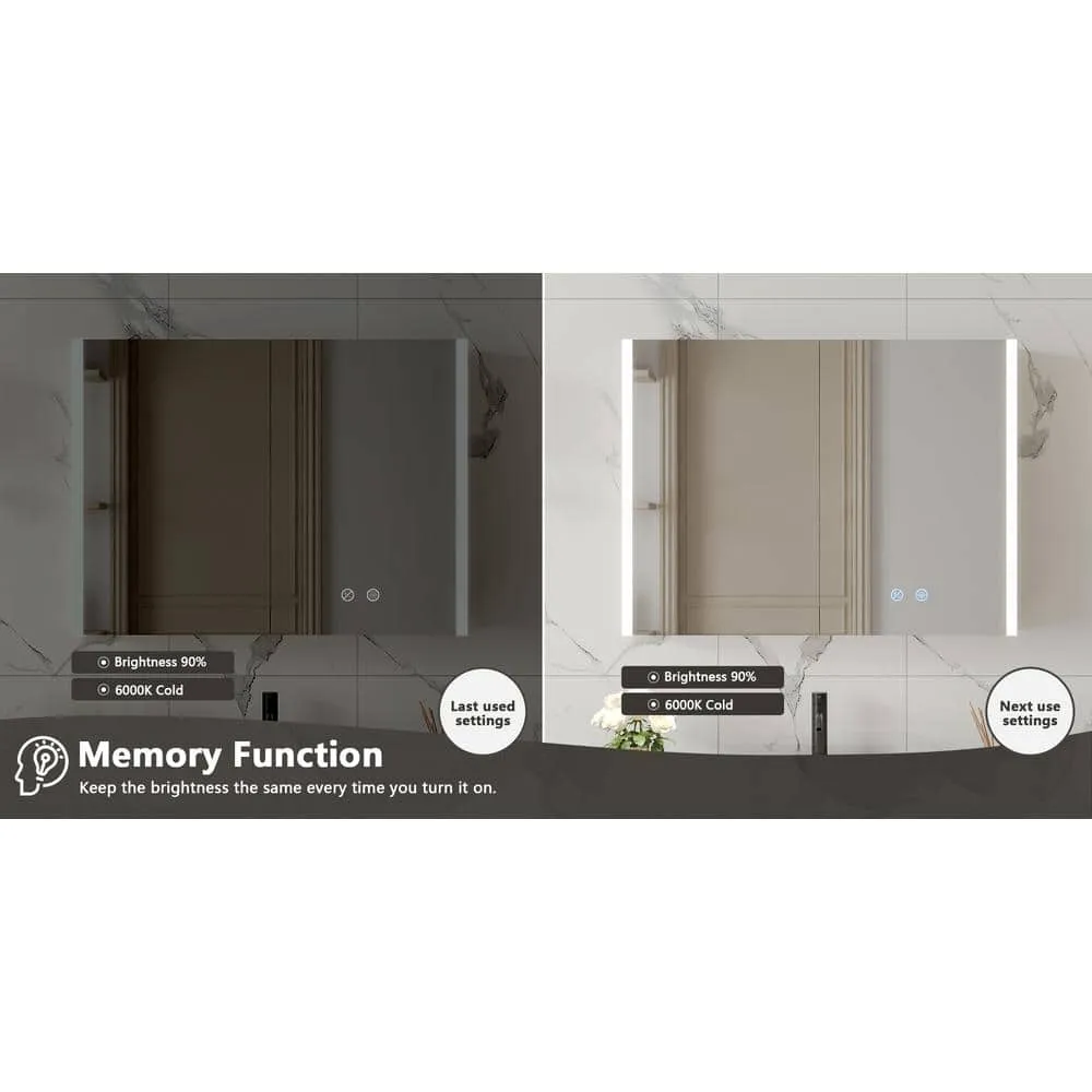 DEERVALLEY 32 in. W x 24 in. H Rectangular Wall Mounted LED Light Medicine Cabinet with Mirror, Anti-Fog, Double Doors, photo 9 of 15
