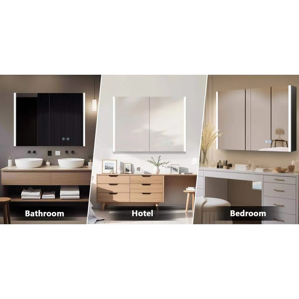 DEERVALLEY 32 in. W x 24 in. H Rectangular Wall Mounted LED Light Medicine Cabinet with Mirror, Anti-Fog, Double Doors, photo 12 of 15