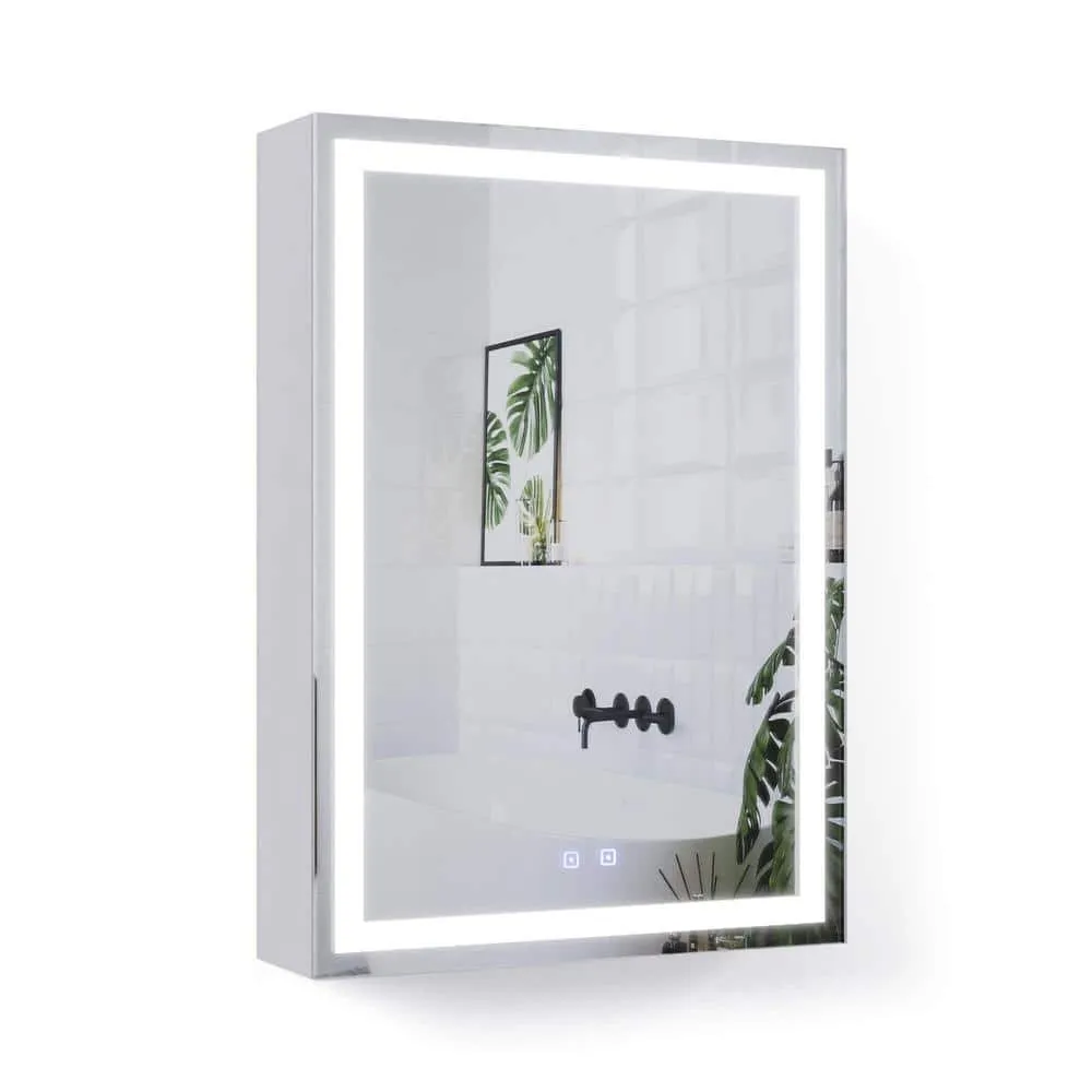 Fab Glass and Mirror 20 in. W x 28 in. H Rectangular Aluminum Medicine Cabinet with Mirror, 2 Glass Shelves, Recessed/Surface, photo 14 of 14