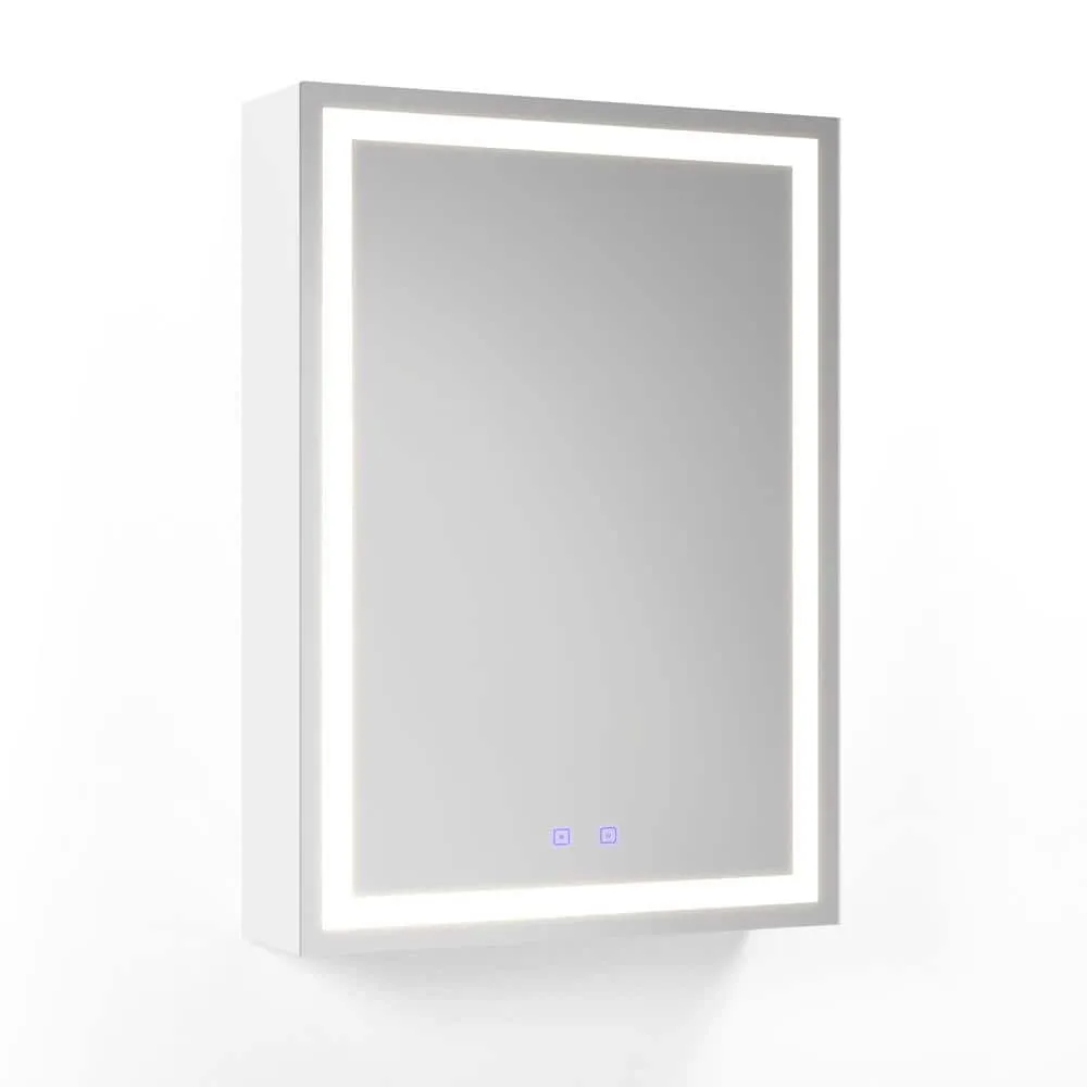 Fab Glass and Mirror 20 in. W x 28 in. H Rectangular Aluminum Medicine Cabinet with Mirror, 2 Glass Shelves, Recessed/Surface, photo 2 of 14