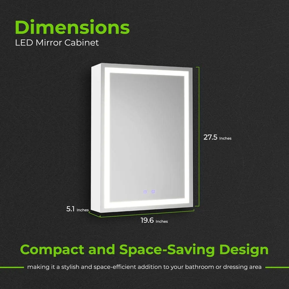 Fab Glass and Mirror 20 in. W x 28 in. H Rectangular Aluminum Medicine Cabinet with Mirror, 2 Glass Shelves, Recessed/Surface, photo 12 of 14