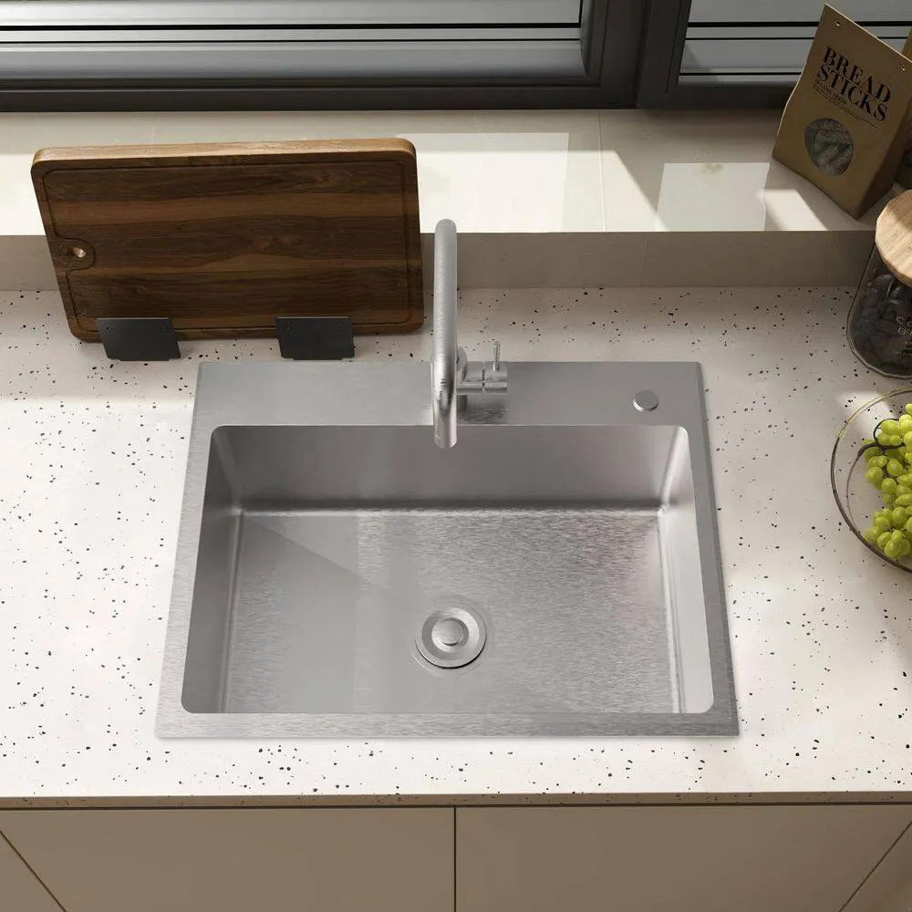Flynama 24-Inch Stainless Steel Drop-In/Undermount Sink with Faucet & Drain, photo 8 of 8