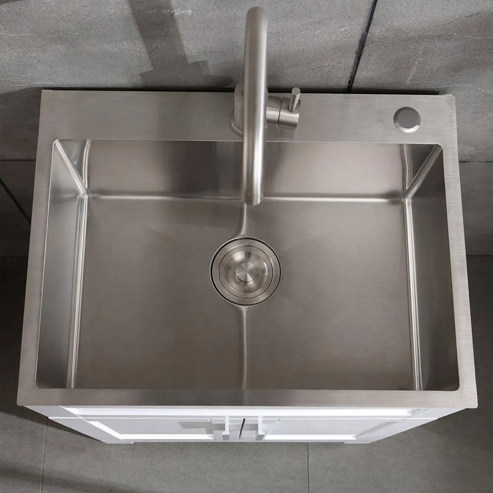 Flynama 24-Inch Stainless Steel Drop-In/Undermount Sink with Faucet & Drain, photo 7 of 8