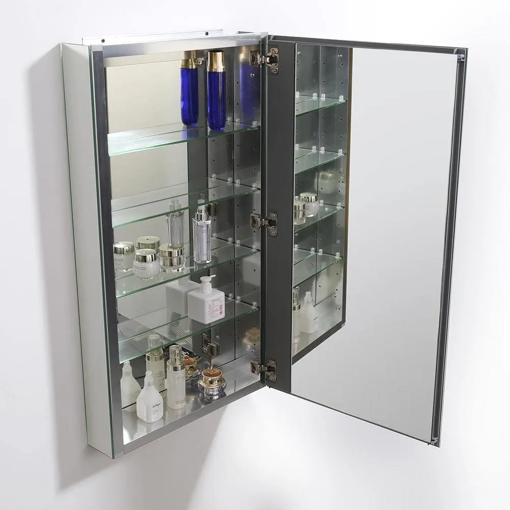 Fresca 20 in. W x 36 in. H x 5 in. D Frameless Recessed or Surface-Mounted Bathroom Medicine Cabinet, photo 6 of 10