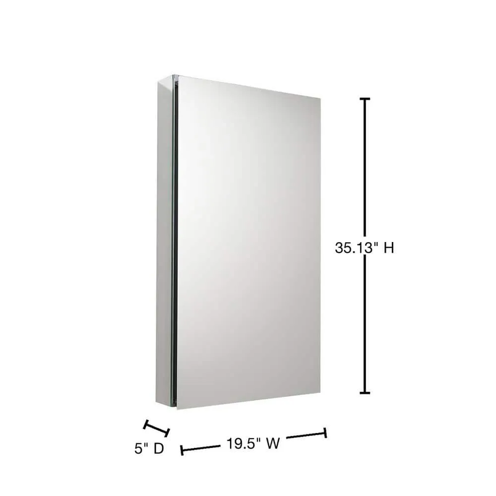 Fresca 20 in. W x 36 in. H x 5 in. D Frameless Recessed or Surface-Mounted Bathroom Medicine Cabinet, photo 3 of 10