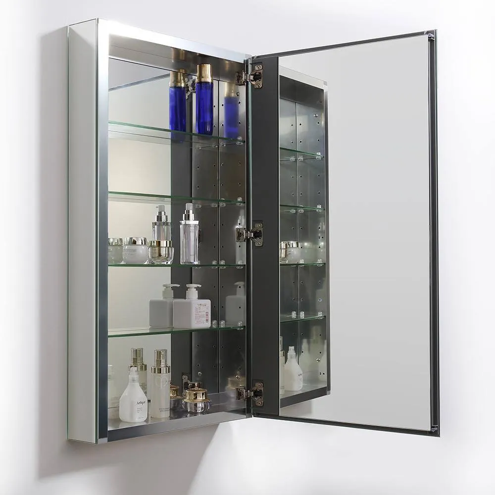 Fresca 20 in. W x 36 in. H x 5 in. D Frameless Recessed or Surface-Mounted Bathroom Medicine Cabinet, photo 7 of 10