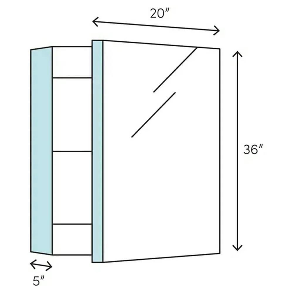 Fresca 20 in. W x 36 in. H x 5 in. D Frameless Recessed or Surface-Mounted Bathroom Medicine Cabinet, photo 2 of 10