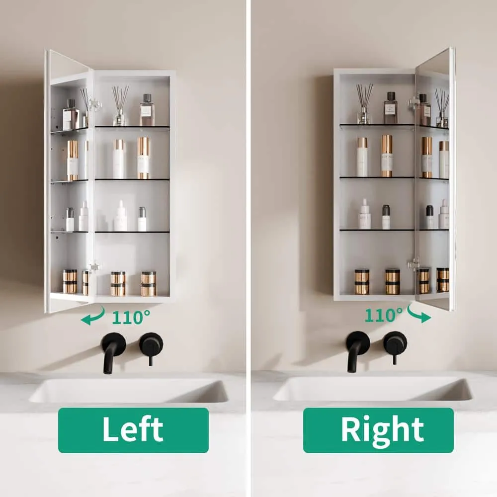 GroGro 12 in. W x 32 in. H Rectangular Aluminum Recessed/Surface Mount Single Medicine Cabinet with Mirror, photo 5 of 8