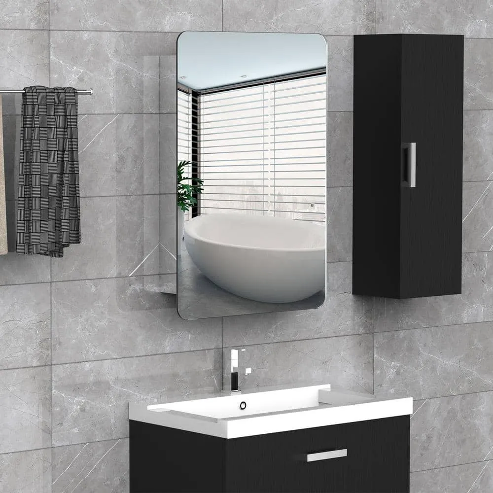 kleankin 18 in. W x 26 in. H Bathroom Silver Recessed/Surface Mount Medicine Cabinet with Mirror, Storage Shelf, Stainless Steel, photo 2 of 7