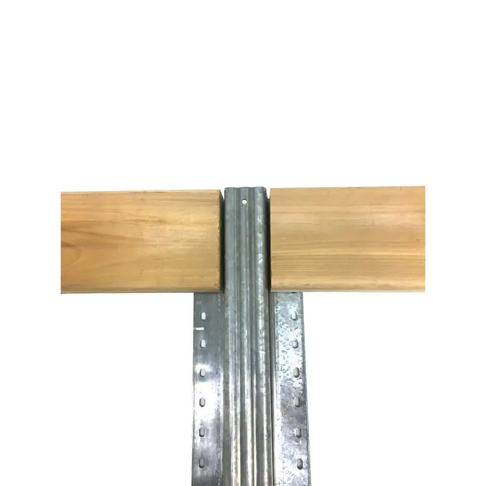 LIFETIME STEEL POST 8 ft. x 4 in. Powder Coated Galvanized Steel Metal Fence Post with Top Plate for In-Ground Line Applications, photo 2 of 10