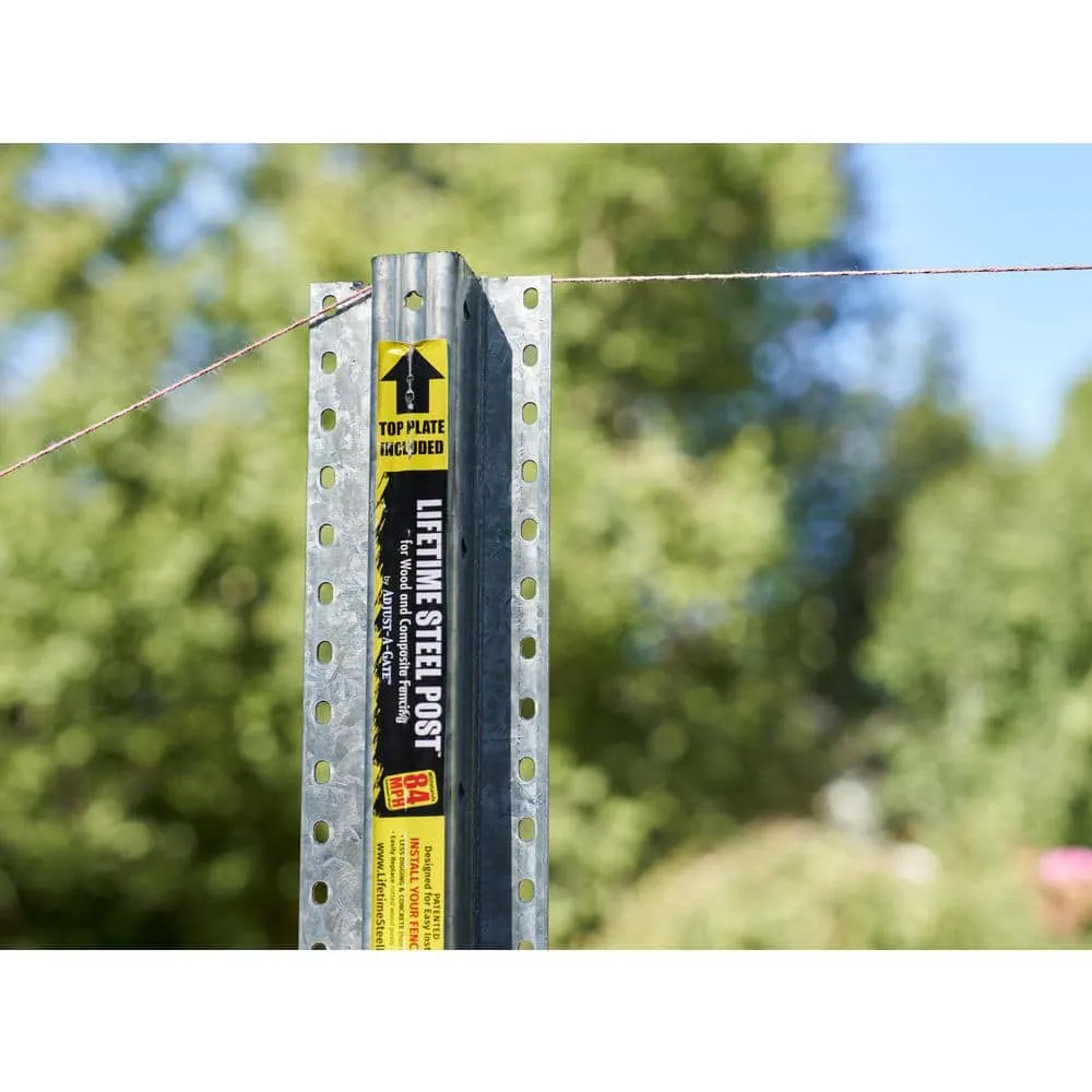 LIFETIME STEEL POST 8 ft. x 4 in. Powder Coated Galvanized Steel Metal Fence Post with Top Plate for In-Ground Line Applications, photo 3 of 10