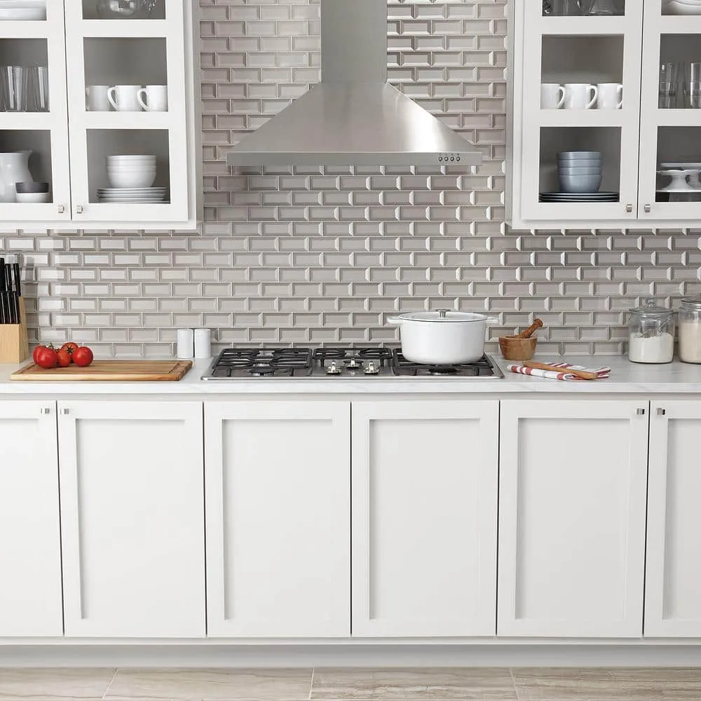 Marazzi Decor Accents Silver 12 in. x 12 in. x 8 mm Glass Brick Joint Mosaic Wall Tile (0.8 sq. ft. / piece), photo 4 of 4