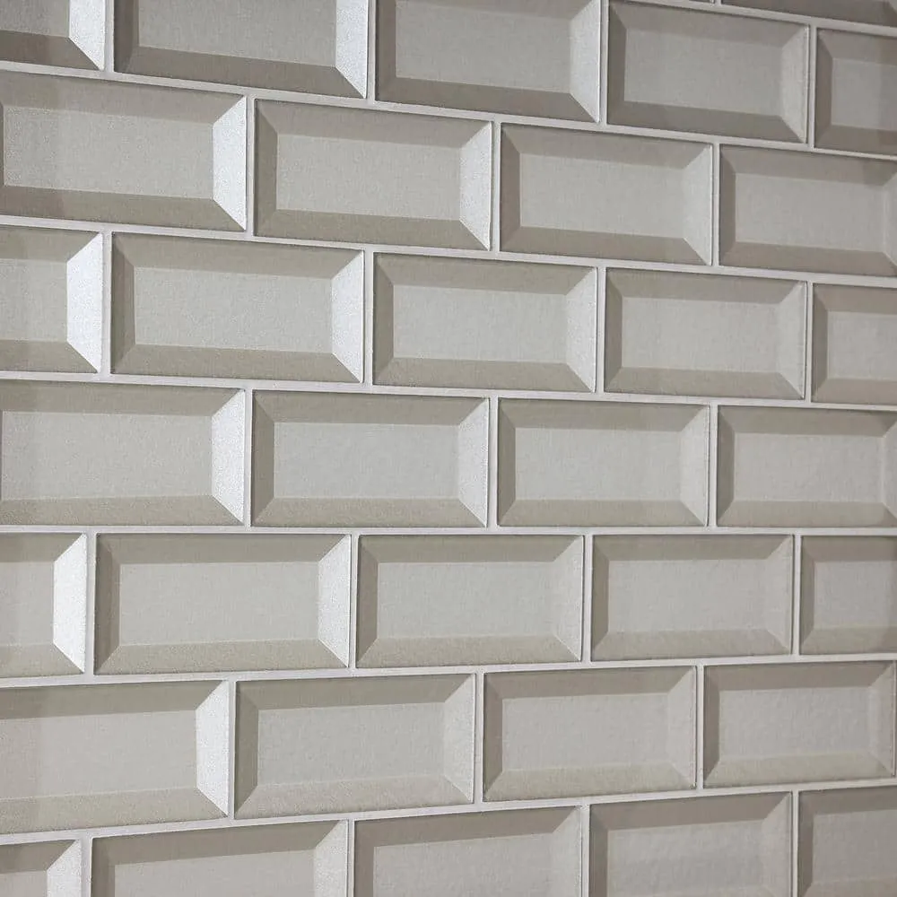Marazzi Decor Accents Silver 12 in. x 12 in. x 8 mm Glass Brick Joint Mosaic Wall Tile (0.8 sq. ft. / piece), photo 2 of 4