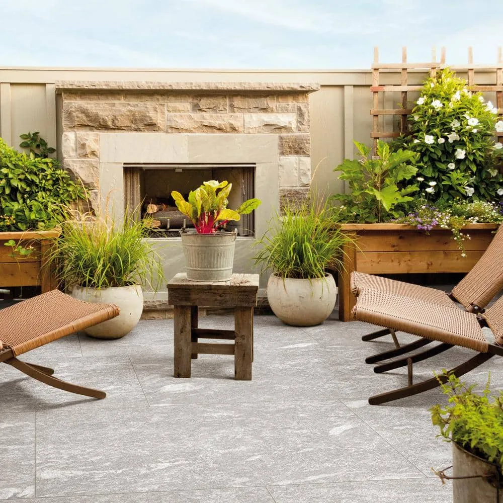 Alpe Silver 24 in. x 24 in. x 0.75 in. Quartzite-Look Porcelain Paver for Outdoor Patios, photo 5 of 8