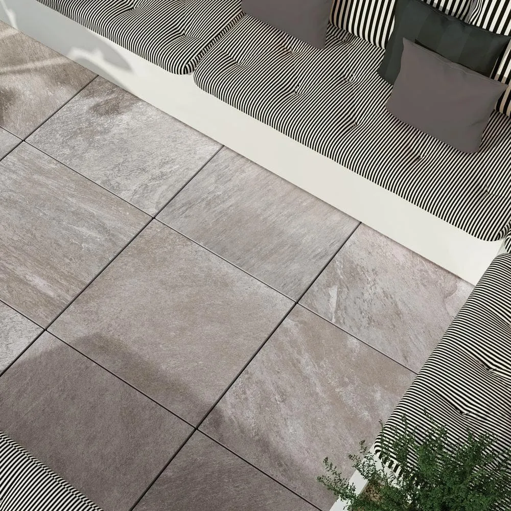Alpe Silver 24 in. x 24 in. x 0.75 in. Quartzite-Look Porcelain Paver for Outdoor Patios, photo 3 of 8