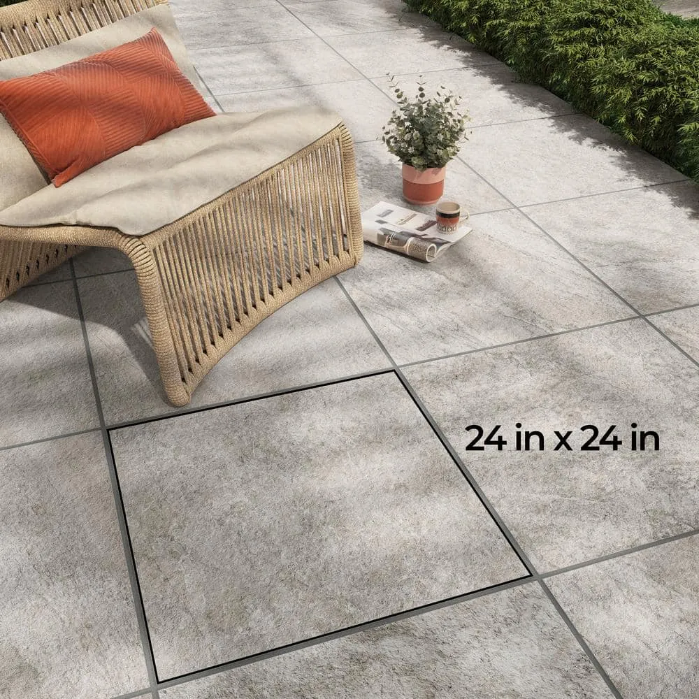 Alpe Silver 24 in. x 24 in. x 0.75 in. Quartzite-Look Porcelain Paver for Outdoor Patios, photo 4 of 8