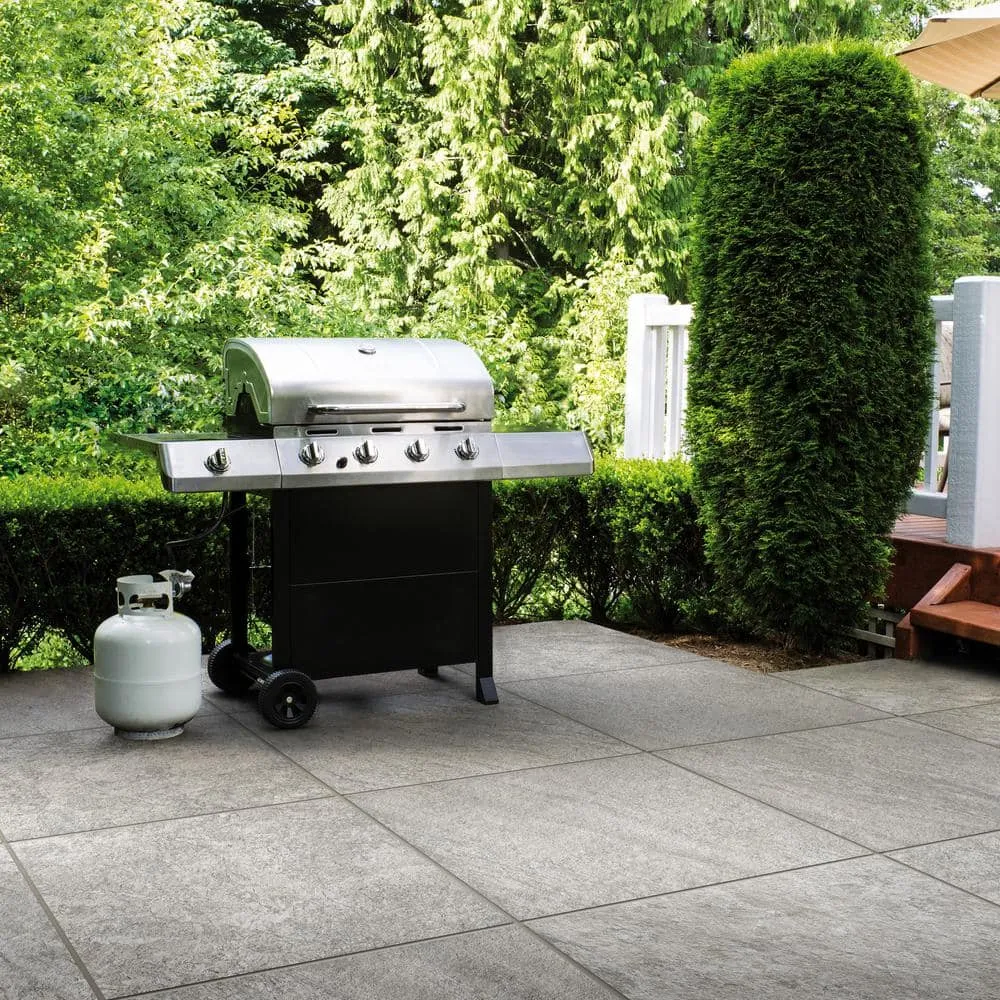 Alpe Silver 24 in. x 24 in. x 0.75 in. Quartzite-Look Porcelain Paver for Outdoor Patios, photo 2 of 8