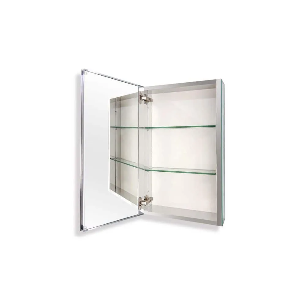 15 in. W x 26 in. H Silver Recessed/Surface Mount Medicine Cabinet with Mirror Bathroom Large Storage Left Swing, photo 7 of 12