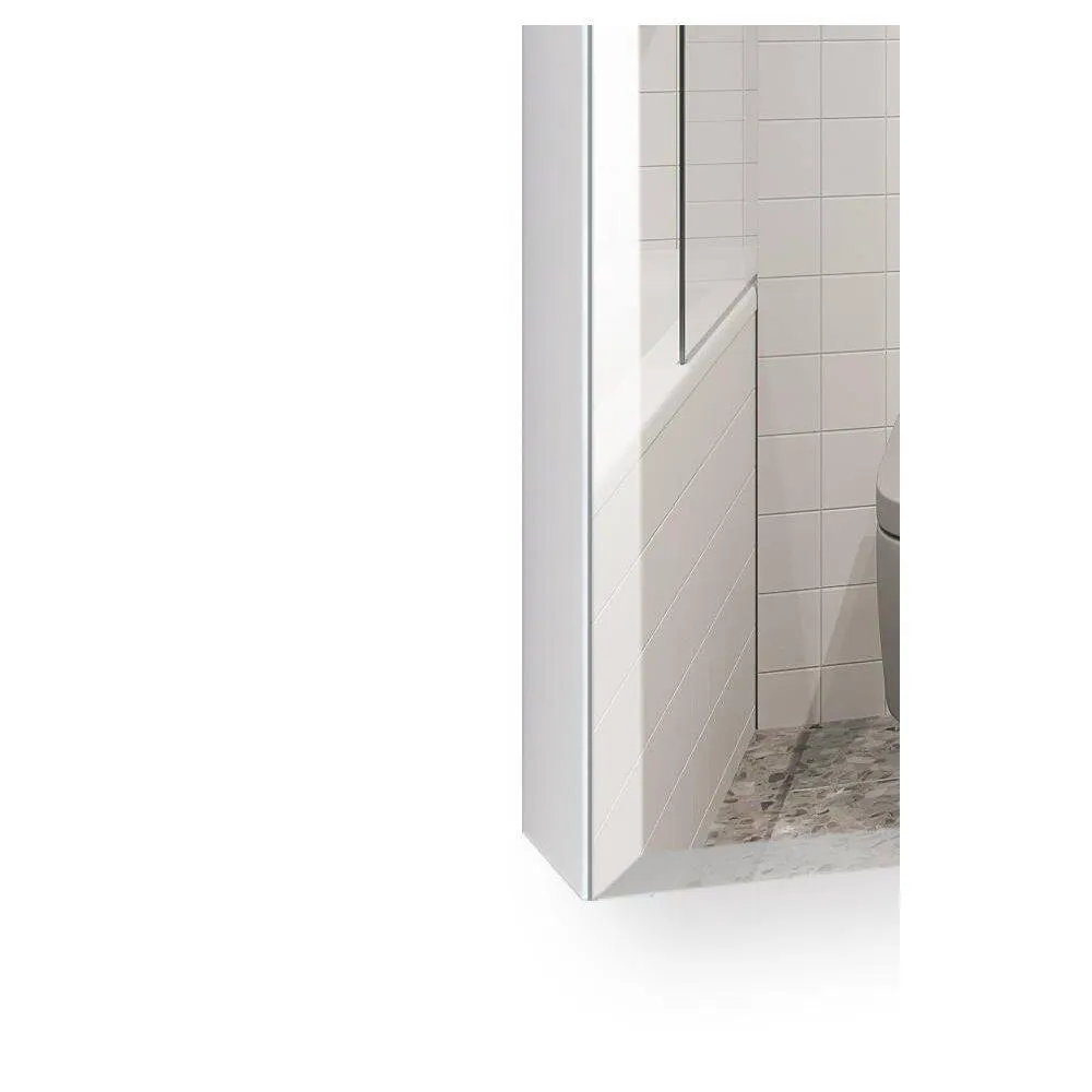 15 in. W x 26 in. H Silver Recessed/Surface Mount Medicine Cabinet with Mirror Bathroom Large Storage Left Swing, photo 8 of 12