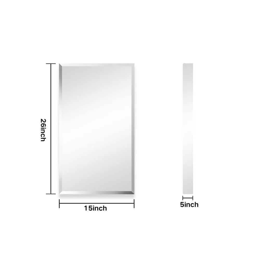 15 in. W x 26 in. H Silver Recessed/Surface Mount Medicine Cabinet with Mirror Bathroom Large Storage Left Swing, photo 6 of 12