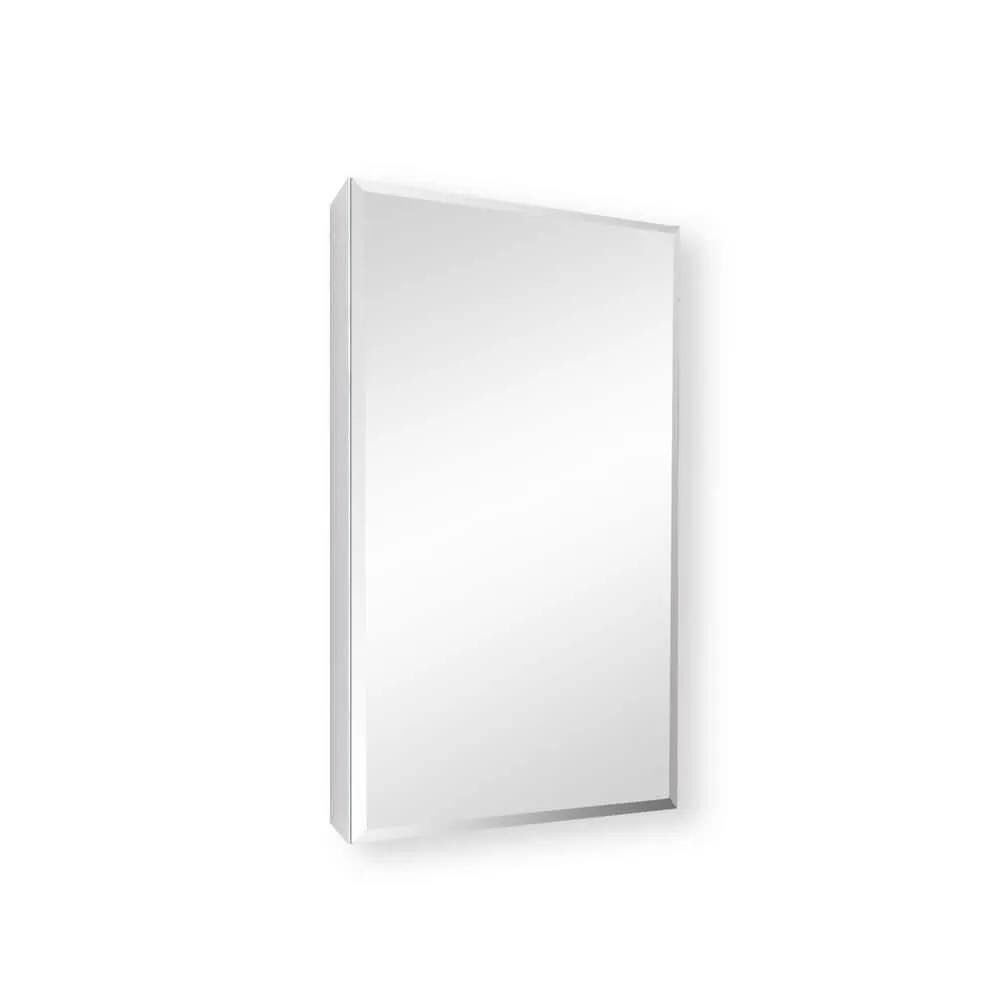 15 in. W x 26 in. H Silver Recessed/Surface Mount Medicine Cabinet with Mirror Bathroom Large Storage Left Swing, photo 2 of 12