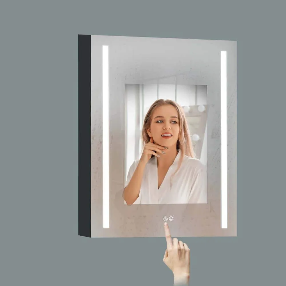 XUJMK Anti-fog 60 in. W x 30 in. H Rectangular Aluminum Medicine Cabinet with Mirror in Silver LED Bathroom Defogging Dimmer, photo 2 of 9