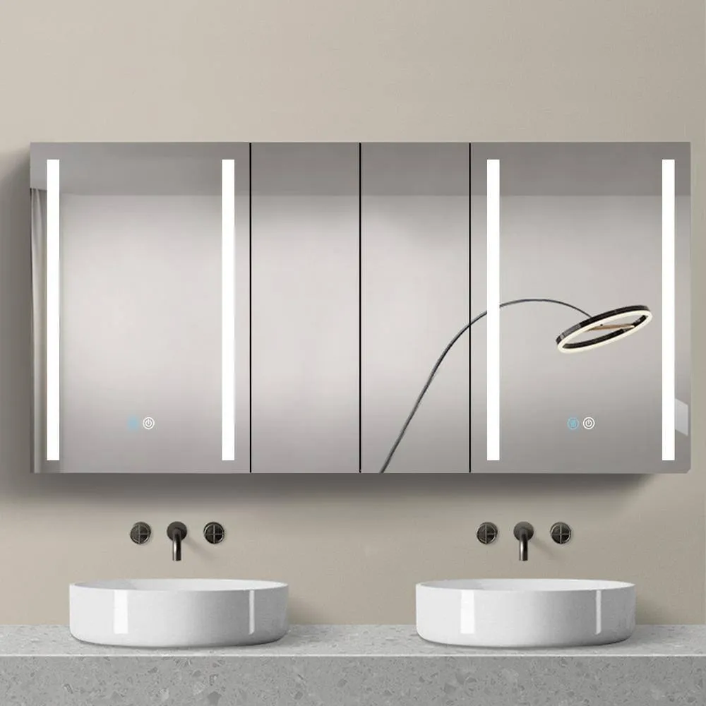 XUJMK Anti-fog 60 in. W x 30 in. H Rectangular Aluminum Medicine Cabinet with Mirror in Silver LED Bathroom Defogging Dimmer, photo 5 of 9