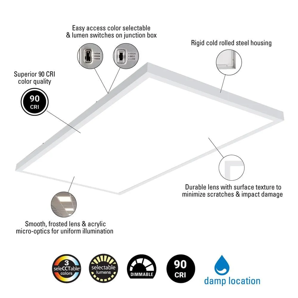 Metalux 2 ft. x 4 ft. Integrated LED Panel Light, Selectable 4800/3350/2500 Lumens and 3500/4000/5000 Sel CCT, photo 3 of 7