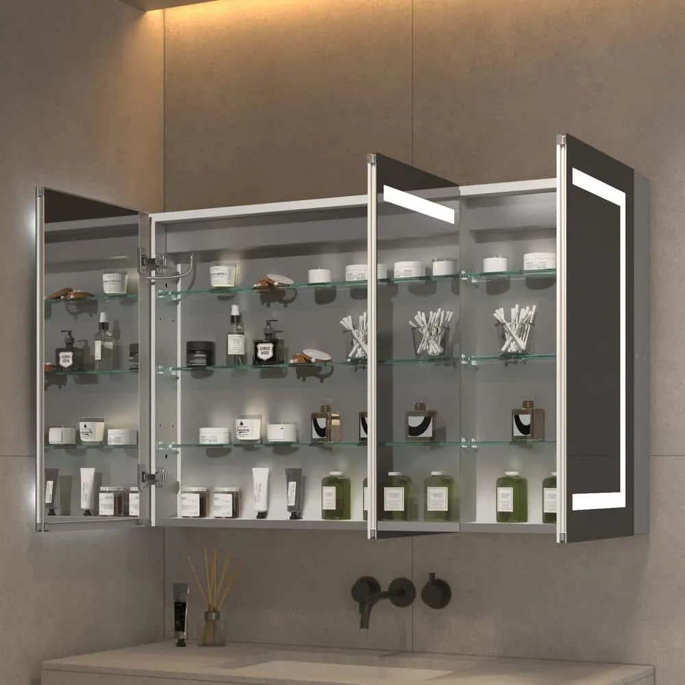 OLUMAT 48 in. W x 30 in. H Rectangular LED Anti-Fog Medicine Cabinet with Mirror, photo 2 of 8