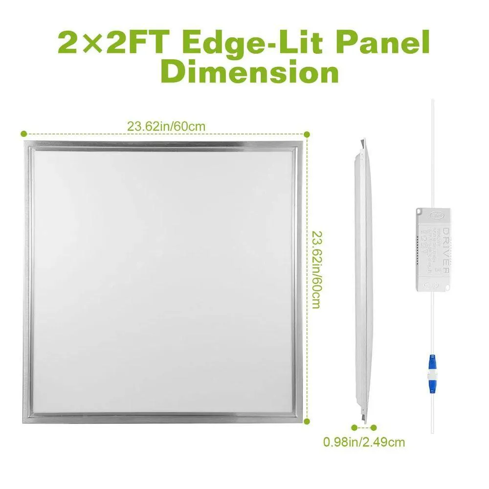 phyfalip 48-Watt 2 ft. x 2 ft. 3200 LM Market LED Panel Light 7500K Ceiling Lighting 150-Watt Equivalent Integrated LED Troffer, photo 4 of 6
