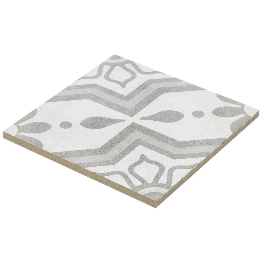 Ivy Hill Tile Sintra Silver Sky Encaustic 9 in. x 9 in. x 10mm Matte Porcelain Floor and Wall Tile (20 Pieces, 10.65 sq. ft. per Box), photo 4 of 8