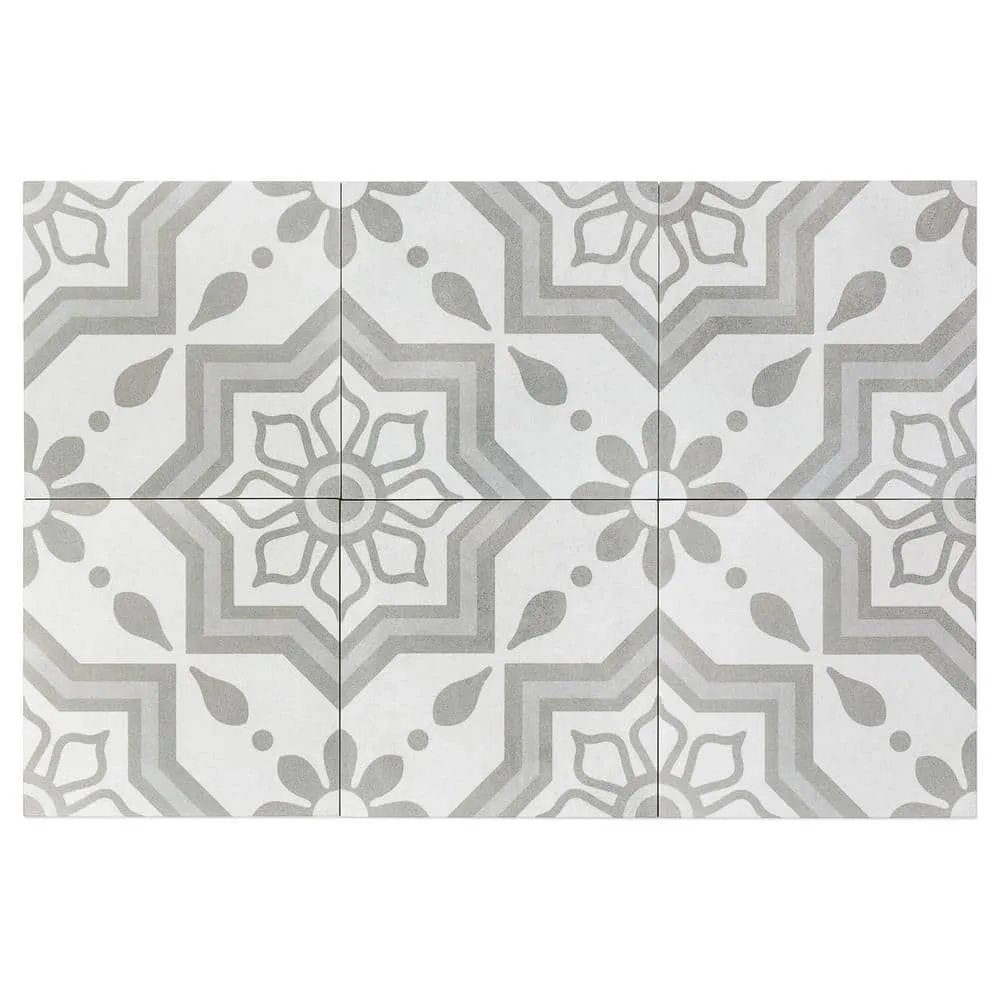 Ivy Hill Tile Sintra Silver Sky Encaustic 9 in. x 9 in. x 10mm Matte Porcelain Floor and Wall Tile (20 Pieces, 10.65 sq. ft. per Box), photo 8 of 8