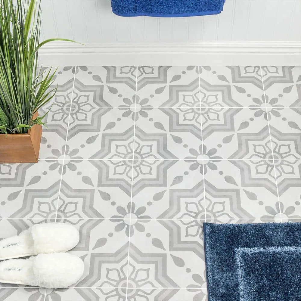 Ivy Hill Tile Sintra Silver Sky Encaustic 9 in. x 9 in. x 10mm Matte Porcelain Floor and Wall Tile (20 Pieces, 10.65 sq. ft. per Box), photo 5 of 8