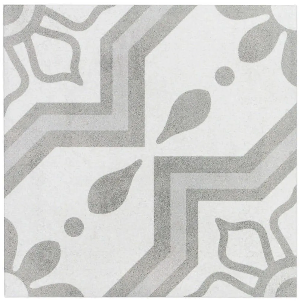 Ivy Hill Tile Sintra Silver Sky Encaustic 9 in. x 9 in. x 10mm Matte Porcelain Floor and Wall Tile (20 Pieces, 10.65 sq. ft. per Box), photo 3 of 8