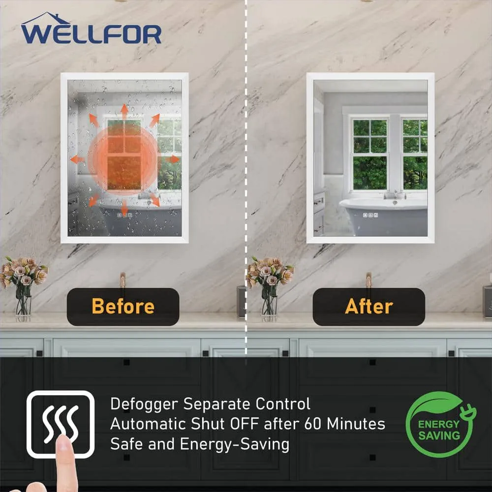WELLFOR Aurora 24 in. W x 32 in. H Rectangular Surface or Recessed Mount Aluminum Medicine Cabinet with Mirror-Left Opening Door, photo 3 of 11