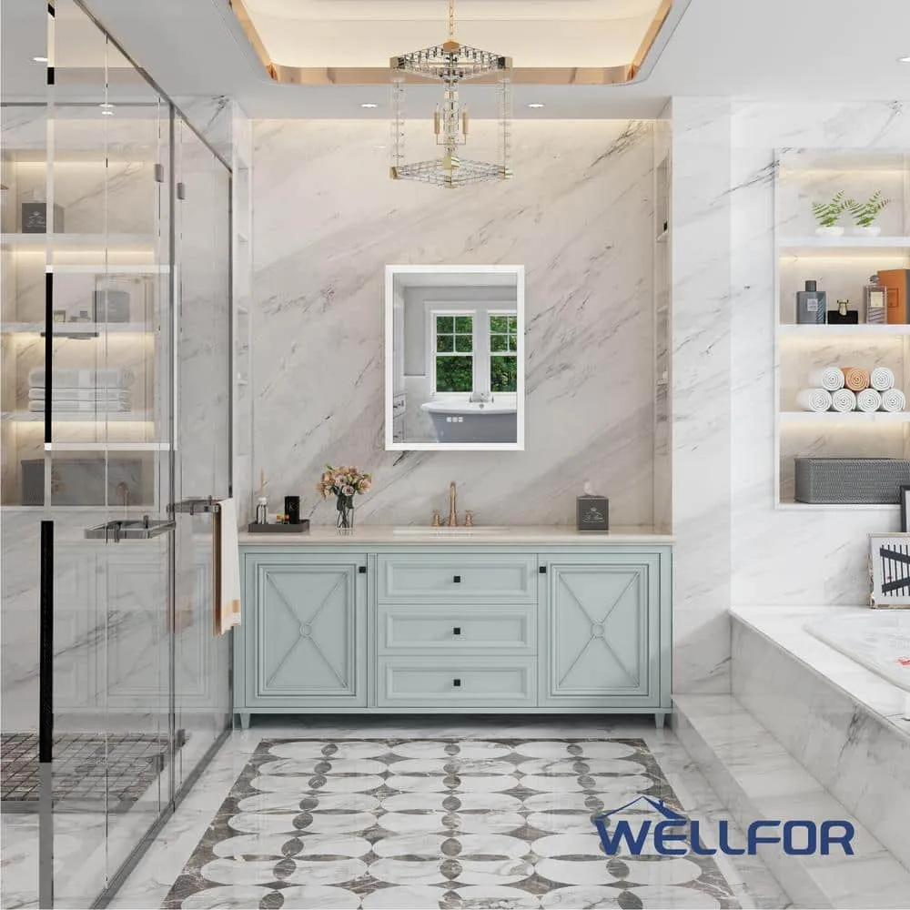 WELLFOR Aurora 24 in. W x 32 in. H Rectangular Surface or Recessed Mount Aluminum Medicine Cabinet with Mirror-Left Opening Door, photo 8 of 11