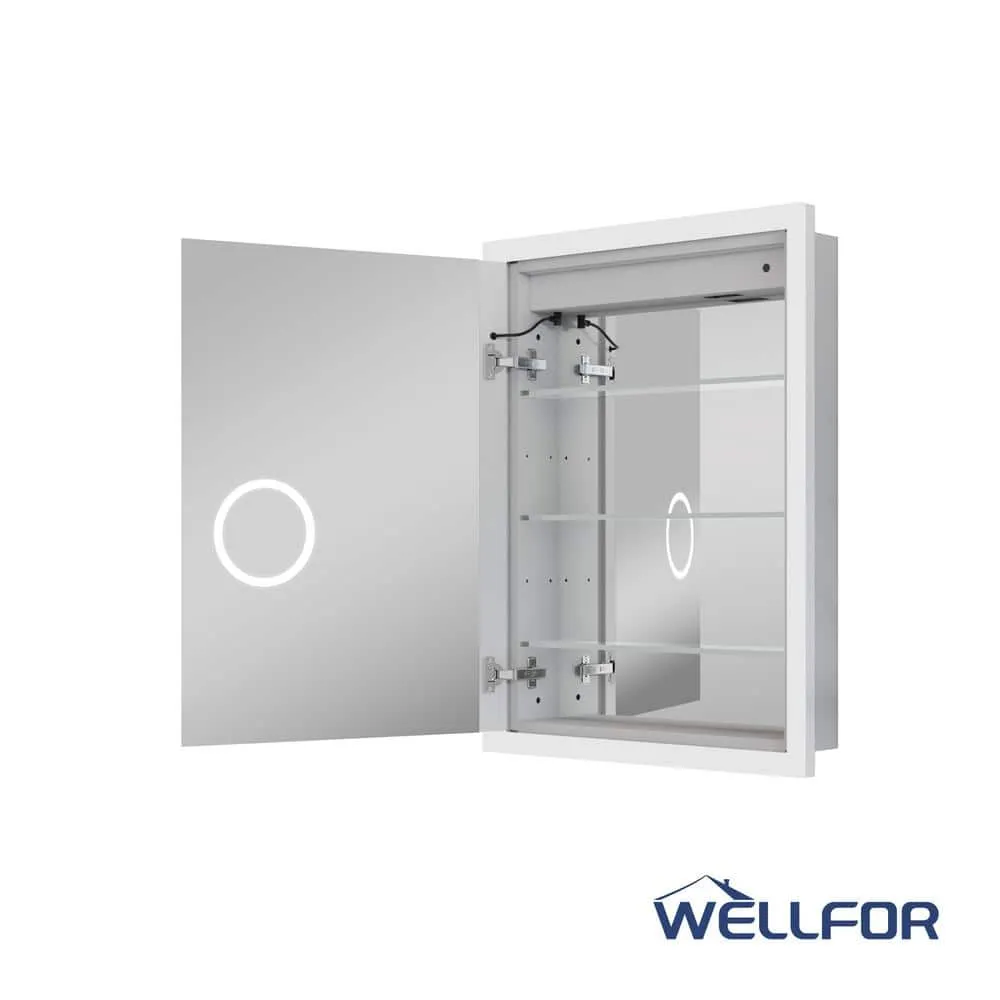WELLFOR Aurora 24 in. W x 32 in. H Rectangular Surface or Recessed Mount Aluminum Medicine Cabinet with Mirror-Left Opening Door, photo 6 of 11