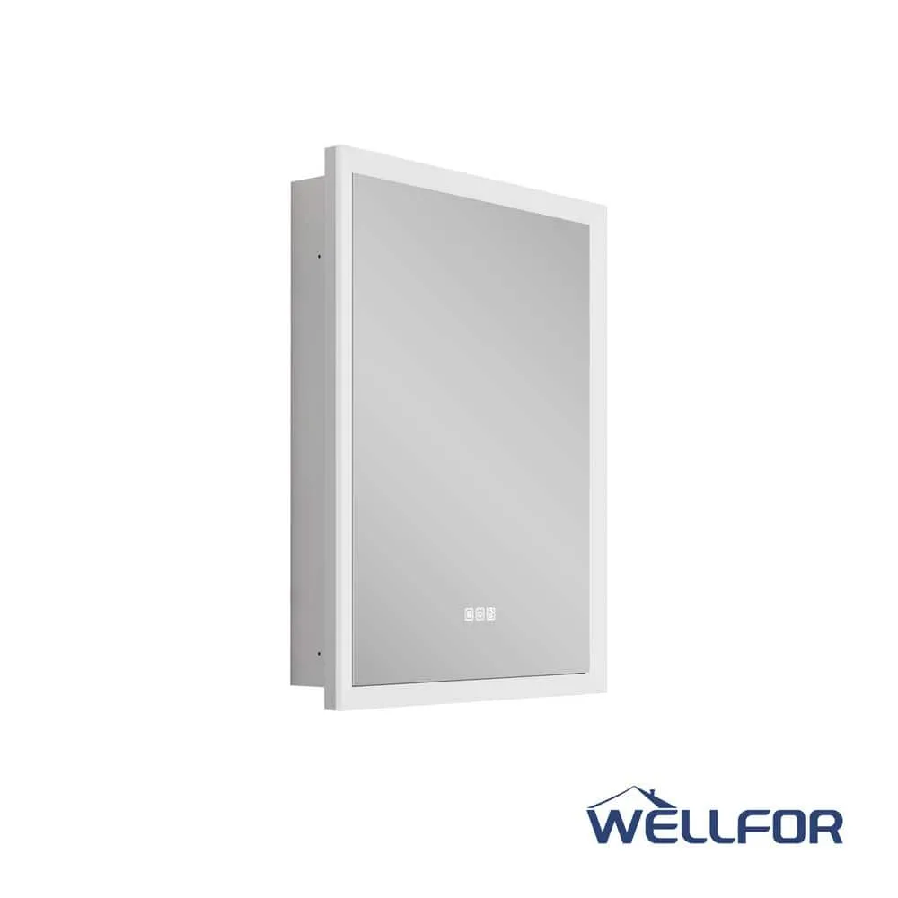 WELLFOR Aurora 24 in. W x 32 in. H Rectangular Surface or Recessed Mount Aluminum Medicine Cabinet with Mirror-Left Opening Door, photo 5 of 11