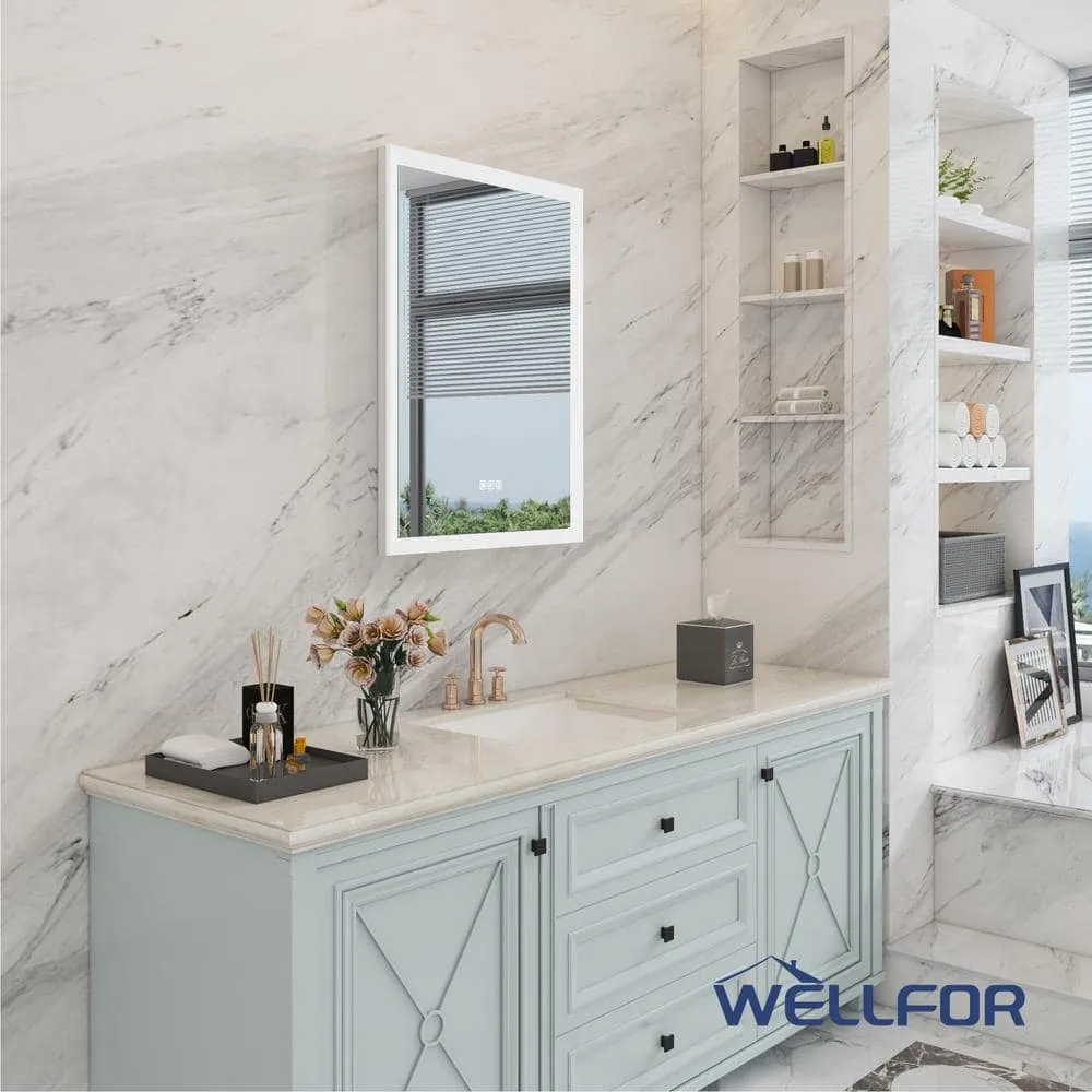 WELLFOR Aurora 24 in. W x 32 in. H Rectangular Surface or Recessed Mount Aluminum Medicine Cabinet with Mirror-Left Opening Door, photo 2 of 11